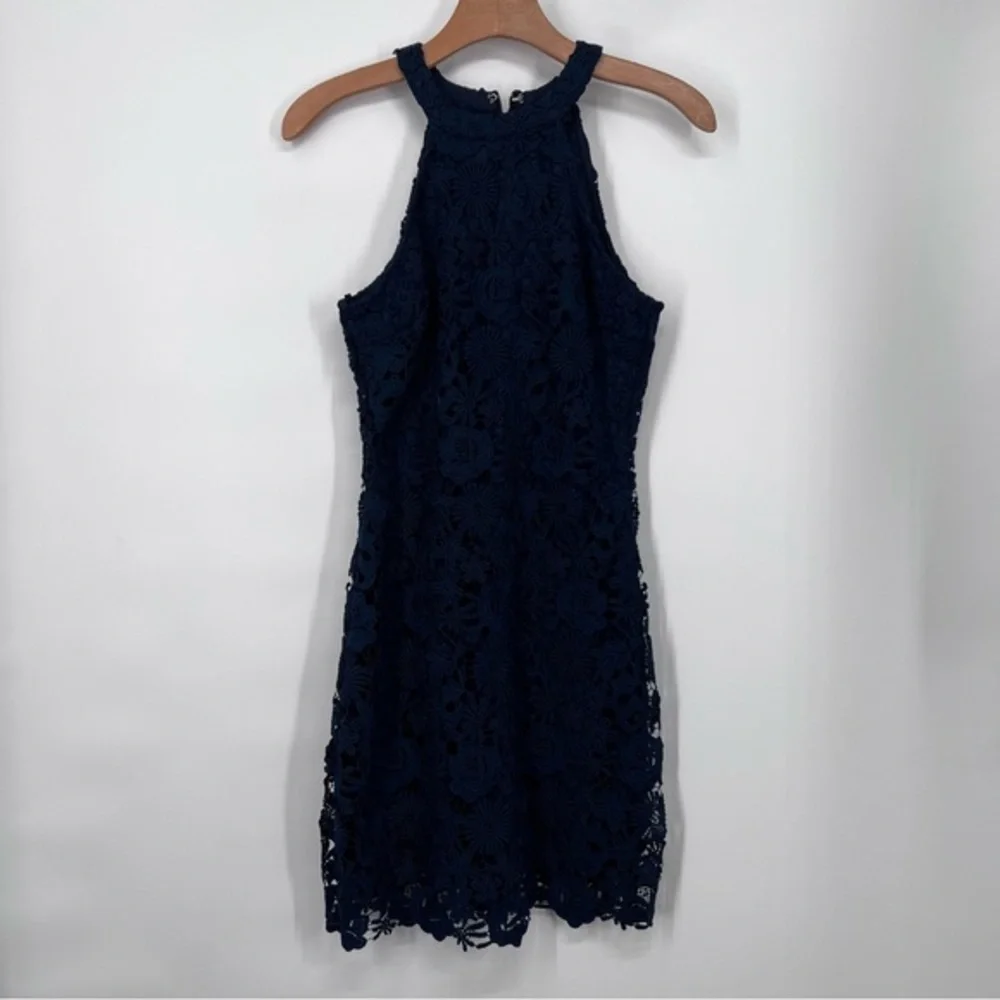 Lulu’s Love Poem Navy Blue Lace Mini Dress - Picture 2 of 5